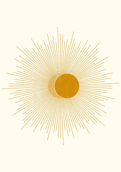 Abstract Sun Print Boho Minimalist Printable Wall Art Geometric Abstract — Vetor de Stock