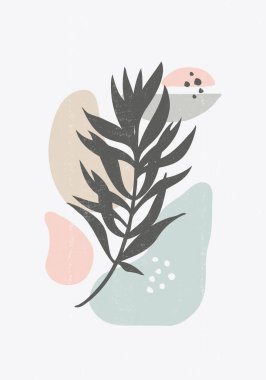 Botanik baskılı boho minimalist duvar sanatı soyut ev dekorasyonu çiçek baskısı sanat eserleri, vektör