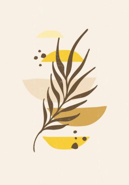 Botanik baskılı boho minimalist duvar sanatı soyut ev dekorasyonu çiçek baskısı sanat eserleri, vektör