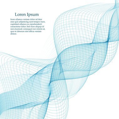 Soyut pürüzsüz renk dalga vektörü. Eğri akış mavi hareket çizimi. Duman tasarımı.