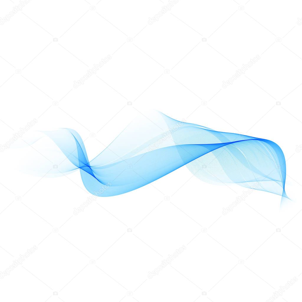 Abstract smooth color wave vector. Curve flow blue motion illustration. Smoke design.