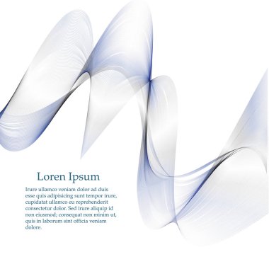 Soyut pürüzsüz renk dalga vektörü. Eğri akış mavi hareket çizimi. Duman tasarımı.