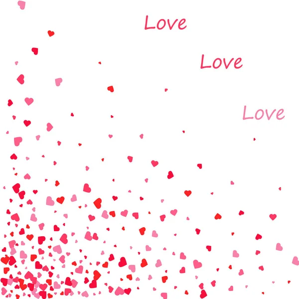 Background from bright multi-colored confetti. Festive heart shaped confetti. Joyful confetti on a white background. — Stock Vector