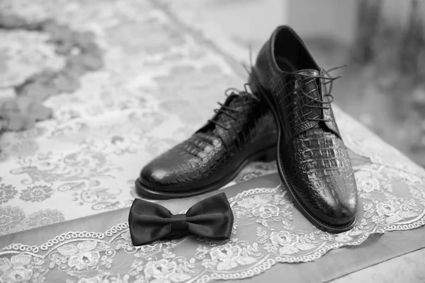 Жених Лук Туфлями Черные Туфли Жених Обувь Свадебная Обувь Жениха — стоковое фото