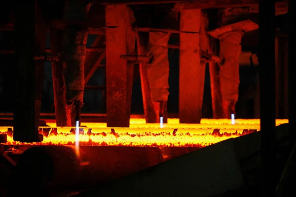 Steel Billets Torch Cutting Metallurgical Plant Metallurgical Production Heavy Industry — Stock Photo, Image