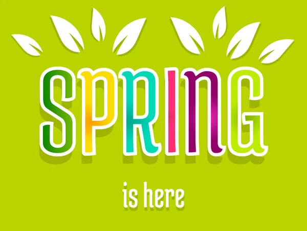 春が来ました カラフルな単語バナー イラスト — ストックベクタ