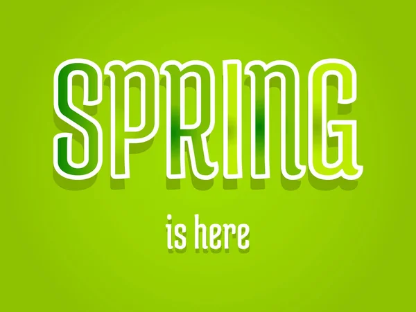 春が来ました 緑という単語バナー イラスト — ストックベクタ