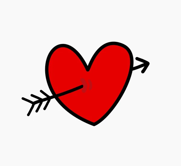 Doodle Heart Arrow Icon Vector Illustration — Stock Vector