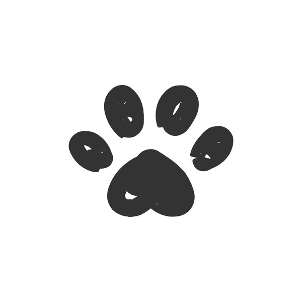 Cat Paw Print Drawn Icon Vector Illustration — Stock Vector