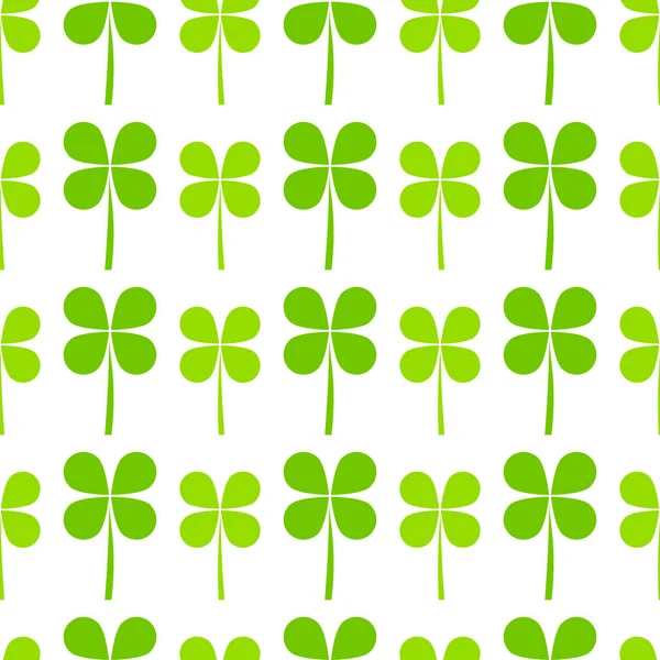 Green Clover Leaves Seamless Pattern — Stock Vector