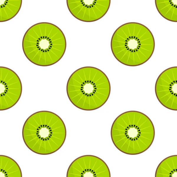 Green Slices Kiwi Fruit Seamless Pattern Illustration — Stock Vector