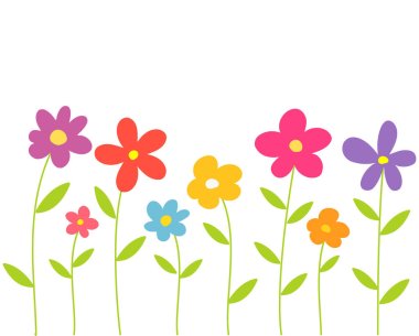Renkli bahar çiçekleri. vektör illüstrasyonu