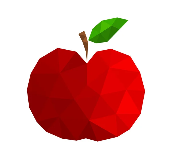 Apel Merah Ikon Gaya Poly Rendah Ilustrasi Vektor - Stok Vektor
