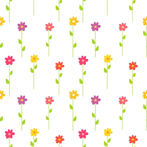 Colorful Spring Flowers Pattern Vector Illustration — Stock Vector
