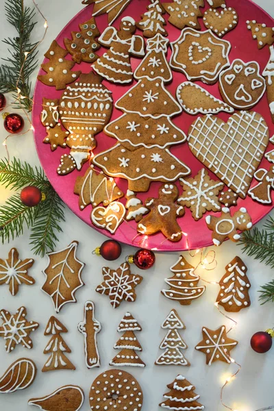 Vánoční Perníkové Sušenky Ploché — Stock fotografie