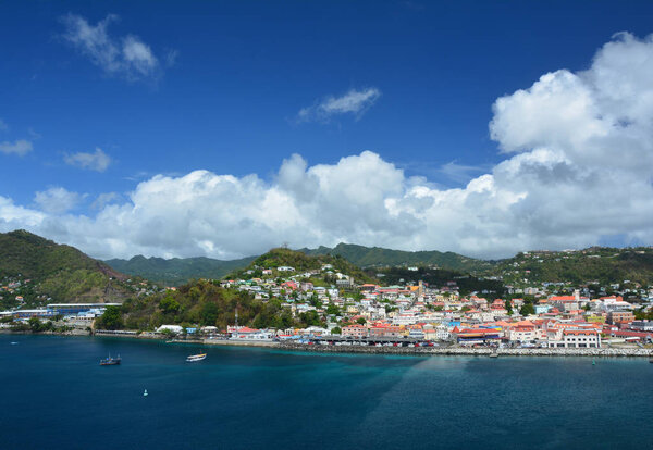 Saint George city port on Grenada island, Caribbean