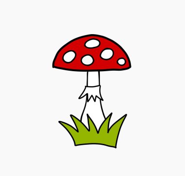 Beyaz arka plan üzerinde izole mantarı mantar kutsal kişilerin resmi. Vektör çizim