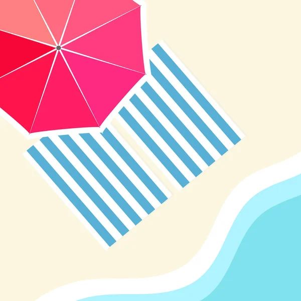 Vague Mer Parasol Serviettes Illustration Vectorielle — Image vectorielle