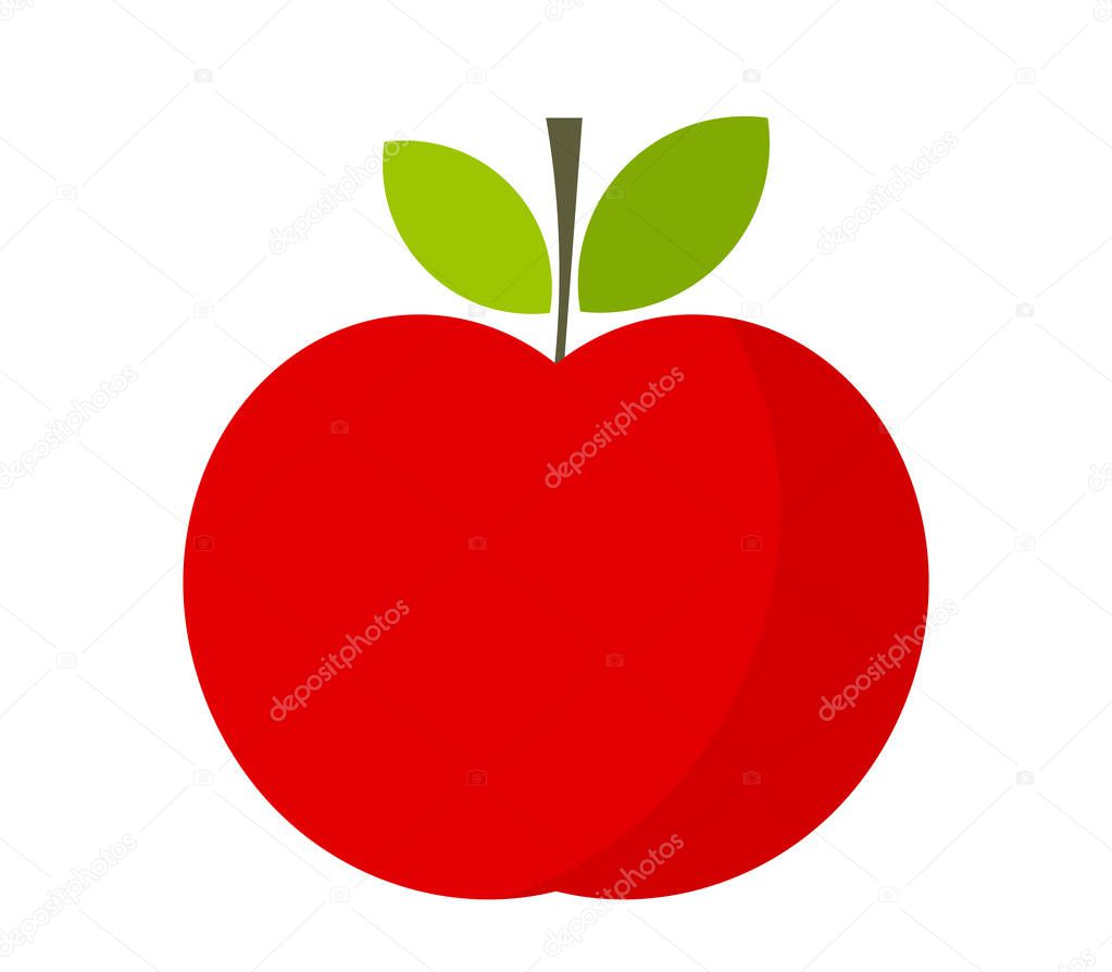 Red apple, flat design icon. Vector illustration