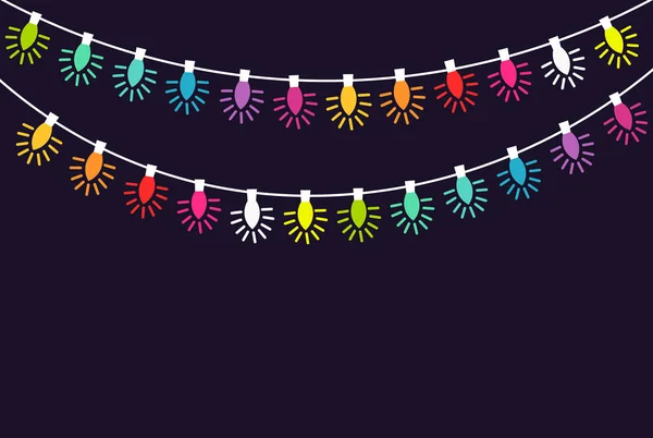 Des Cordes Lumières Noël Colorées Fond Vectoriel — Image vectorielle