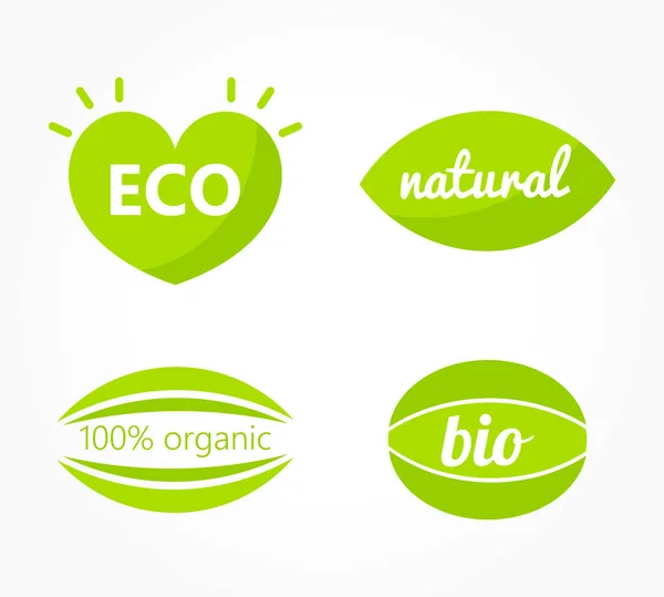 Set Green Eco Friendly Symbols — Stock Vector