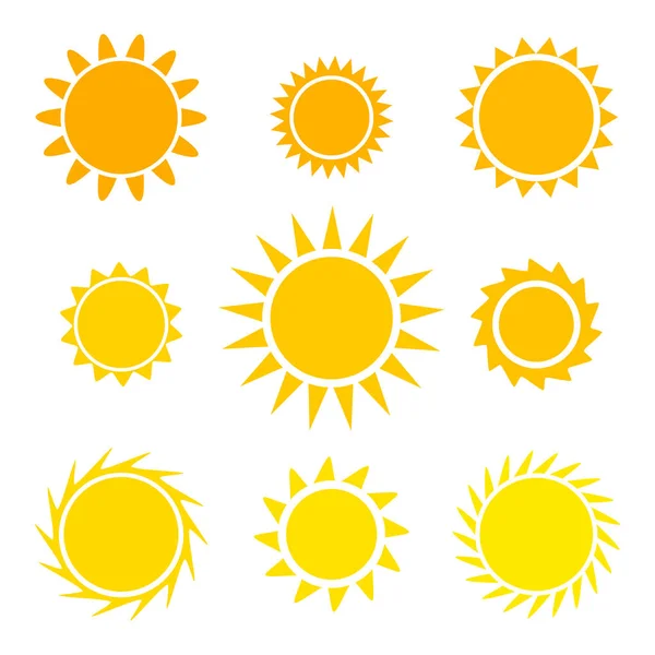 Flat Design Sun Icons Vector Illustration — Stock Vector