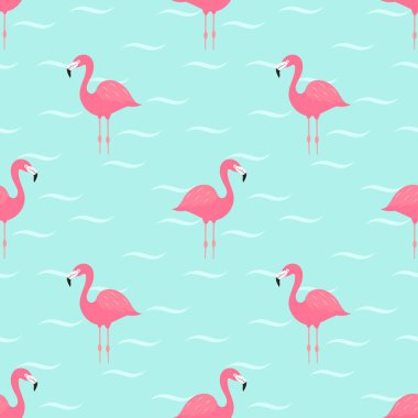 Flamingolar suda. Sorunsuz vektör desen