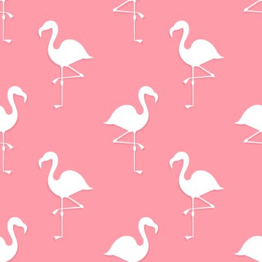 Pembe flamingo seamless modeli. Vektör çizim