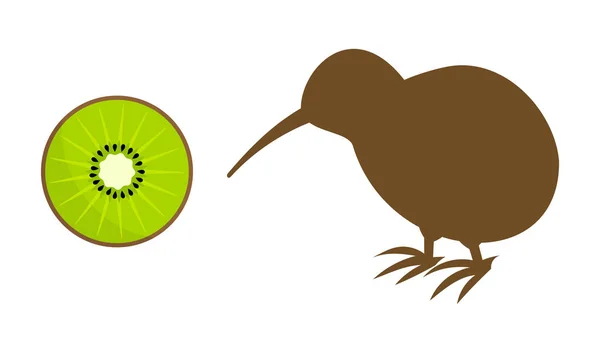 Kiwi Fruits Kiwi Oiseaux Icônes Illustration Vectorielle — Image vectorielle