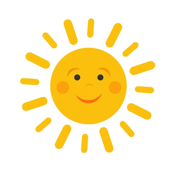 Sonriente Sol Ilustración Plana Del Vector — Archivo Imágenes Vectoriales