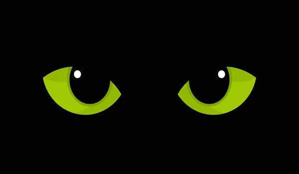 Yeşil Kedi Gözleri Karanlıkta Vektör Çizim — Stok Vektör