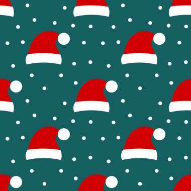 Santa şapka sorunsuz tatil desen. Vektör çizim