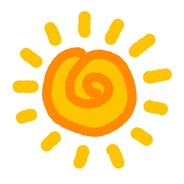 Hand Drawn Child Style Sun Icon Illustration — Stock Vector