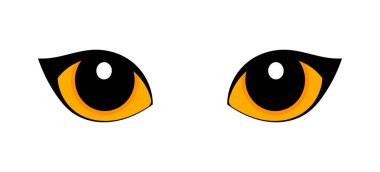 Beyaz arka plan üzerinde izole turuncu kedi gözleri. Vektör çizim