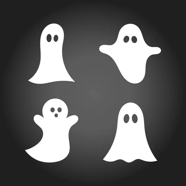 Set di simpatici fantasmi bianchi — Vettoriale Stock