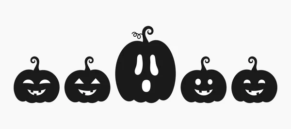 Calabazas de Halloween Jack O Linternas con diferentes caras iconos — Vector de stock