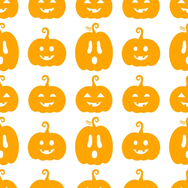 Orange Halloween pumpor Jack O lyktor sömlösa mönster — Stock vektor