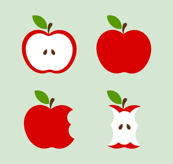Conjunto de iconos de manzanas rojas — Archivo Imágenes Vectoriales