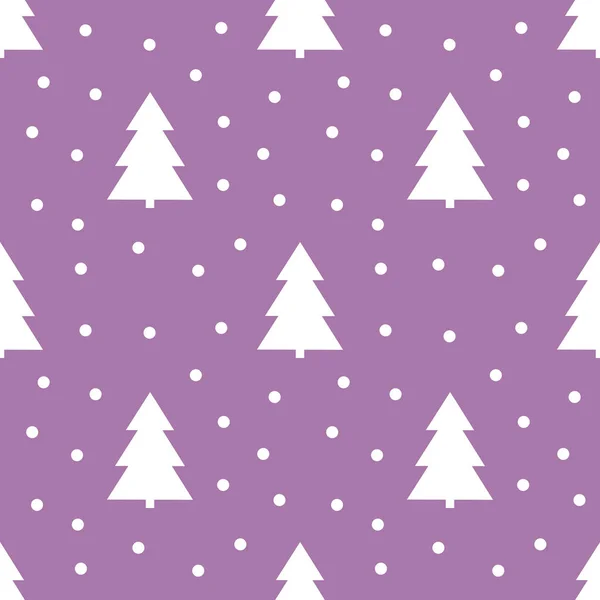 Patrón de árboles de Navidad de invierno sobre fondo púrpura — Vector de stock