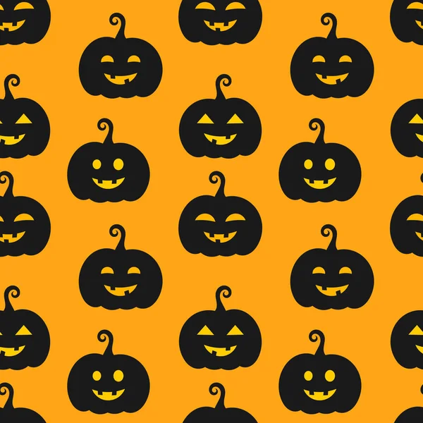 Abóboras de Halloween Jack O Lanternas padrão laranja sem costura — Vetor de Stock