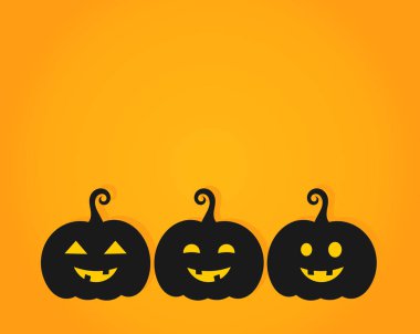 Turuncu backgrop üzerinde üç mutlu Halloween balkabağı fener