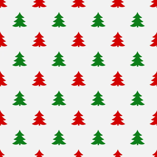 Red Green Christmas Trees Seamless Pattern Vector Illustration — Stock Vector