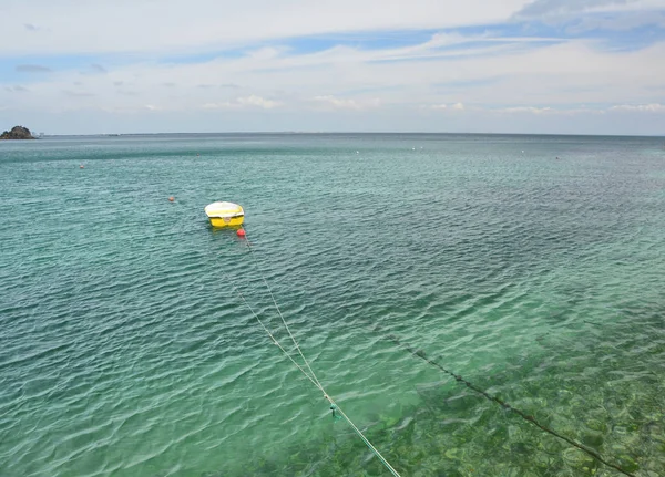 Yellow Little Boat Moored Sea Portugal — Stock Photo, Image