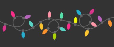 Noel ışıkları dize karanlıkta Parlatıcı. Vektör çizim.