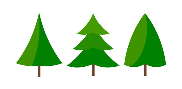 Three Green Natural Christmas Trees Icons Vector Illustration — Stock Vector