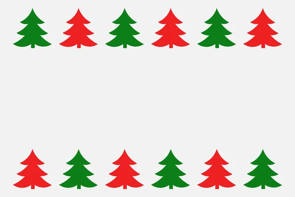 Groene Rode Kerst Bomen Grens Vectorillustratie — Stockvector