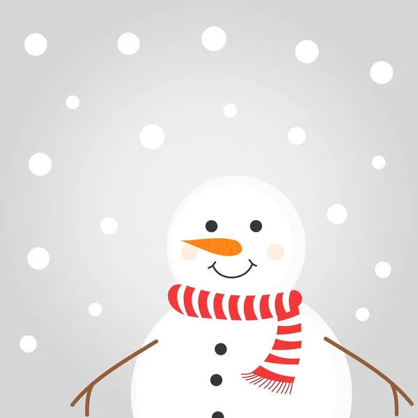 Bonhomme Neige Heureux Dans Une Écharpe Rouge Illustration Vectorielle Hiver — Image vectorielle