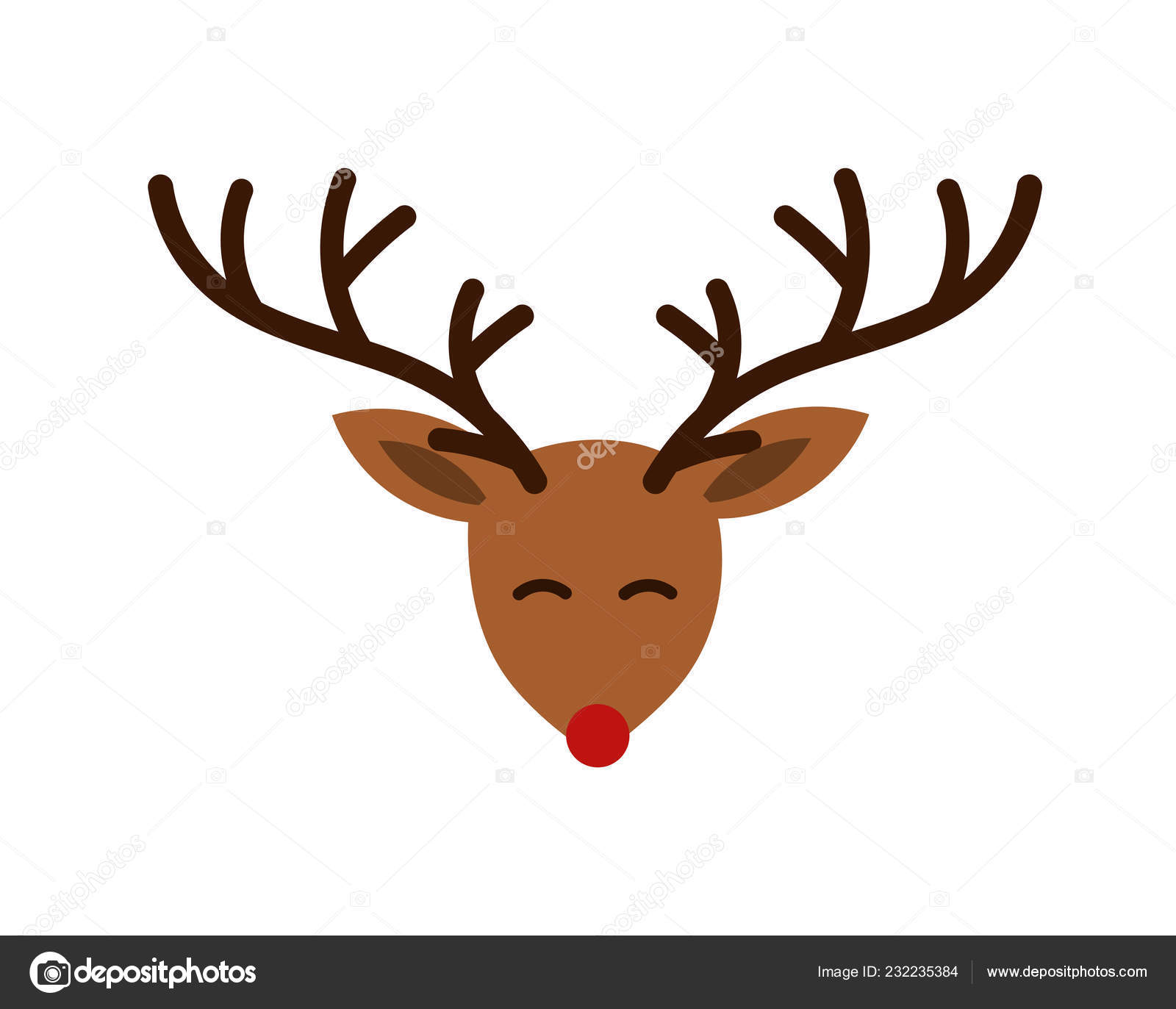 Søt Julefigur Reinsdyrhode Med Gevir Rød Nese Illustrasjon stockvektor ©  Studiobarcelona #232235384, image size:1600x1373