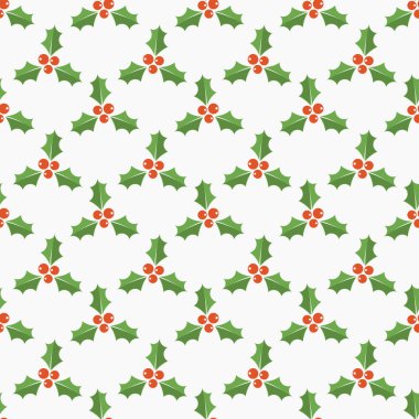 Holly Karpuzu Noel simge seamless modeli. Vektör çizim.