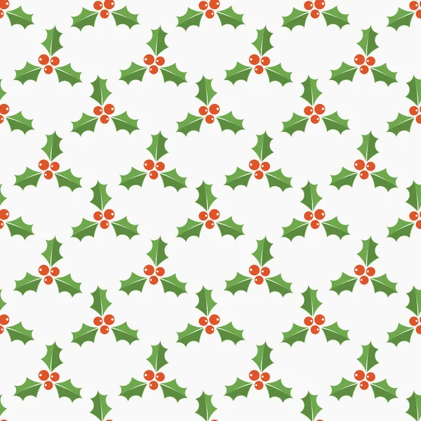 Bacche Agrifoglio Simbolo Natale Modello Senza Soluzione Continuità Illustrazione Vettoriale — Vettoriale Stock